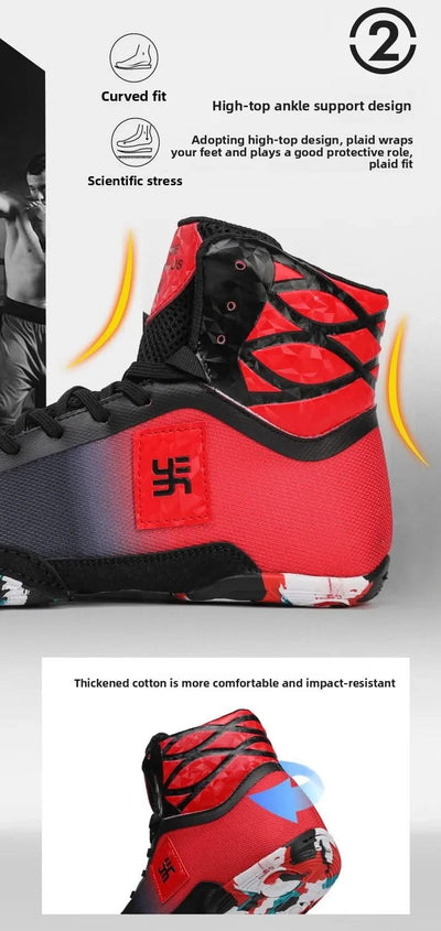 2025 New Wrestling Shoes for Men Non Slip Breathable Boxing Sneakers Wrestling Training Shoes Wear-Resisting Combat Sneakers