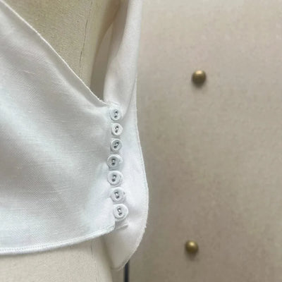 Linen Blend One-Shoulder Women's Vest Y2K Style Peplum Top with Stereoscopic Flower Decoration Elegant Commuter Wear for Summer