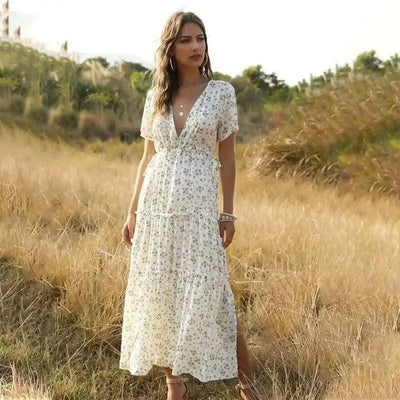 Women's Summer Ruffled Floral Bohemian Dress Exudes An Aura of Immortality 2025 Summer Dress Robe Vestido Women