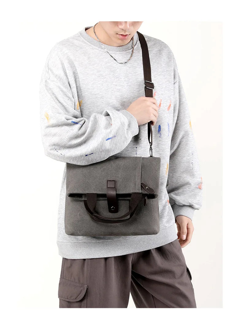 Men's Fashion Canvas Shoulder Bag Business Travel Crossbody bags Men Multifunctional Messenger Bags Briefcase Men Handbags Totes