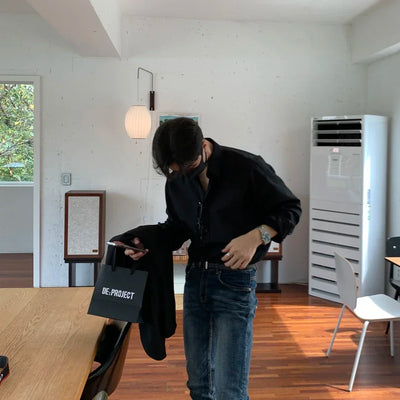 Oversized Casual Jacket Trendy Loose Shirt Men's Long-Sleeved Shirt Spring and Summer Brown TOP