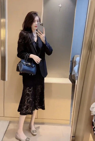 Dresses For Women Long Sleeve Woman Dress Prom Black Party Evening Lace Offer Aesthetic Hot Elegant Chic Fashion Summer 2024 Y2k
