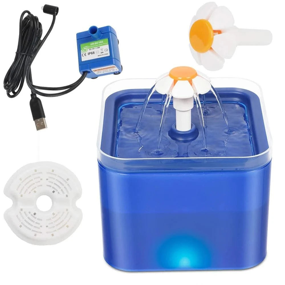 Pet Water Dispenser with Recirculate Filtring for Clean Water Automatic Cat Drinking Fountain USB Charging with LED Lighting