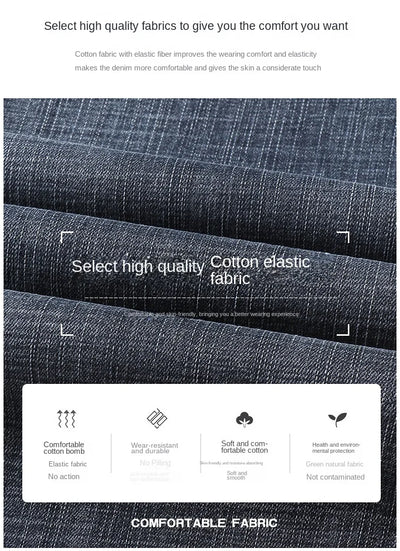 2024 Spring Summer New Men's Slim Thin Jeans Retro Light Blue Cotton Stretch Denim Pants Male Fashion Casual Brand Trousers