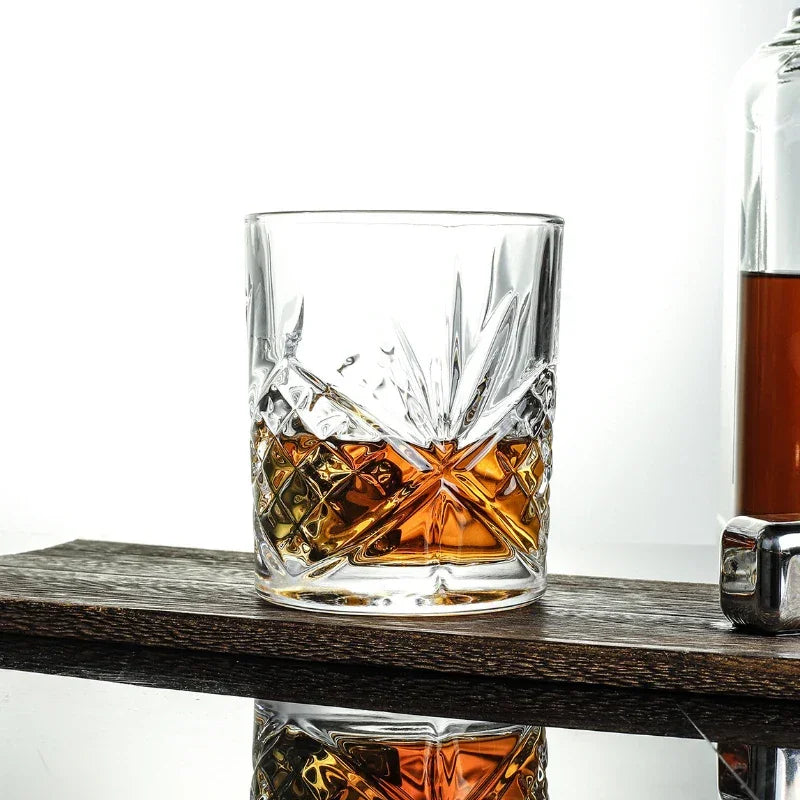 Drinkware 330ml/350ml Carved Wine Glass Foreign Wine Glass Exquisite Juice Beverage Mugs Water Bottle Classical Whiskey Glass
