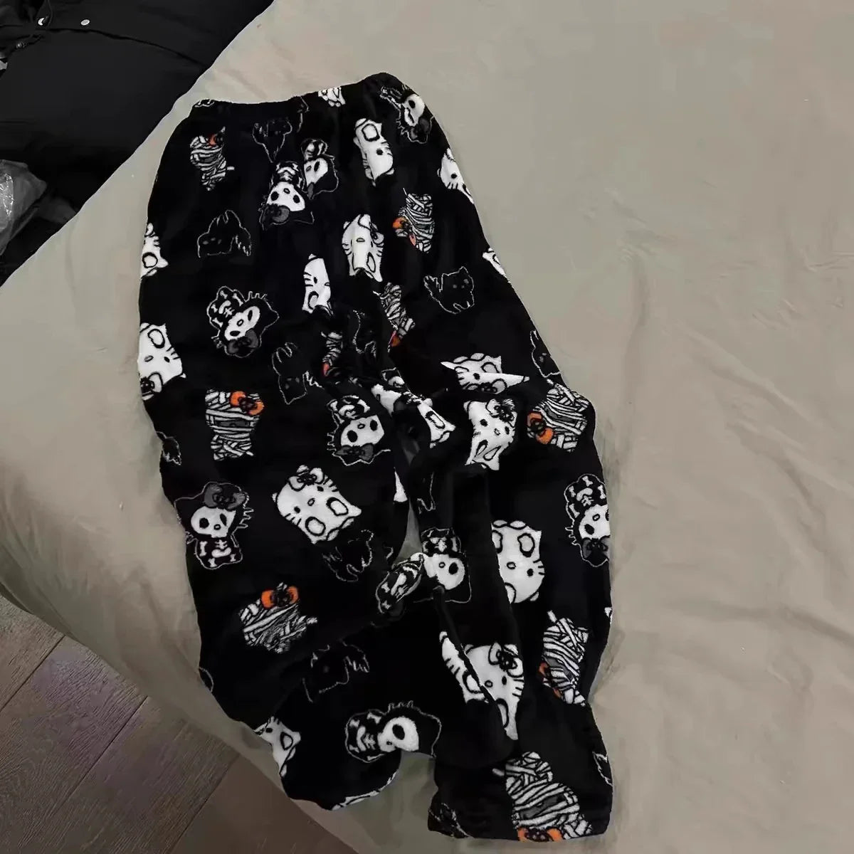 Thicken Hello Kitty Pajama Pants Sanrio Anime Fleece Double Elastic Fabric Soft Trousers Women Trousers Cartoon Birthday Gift