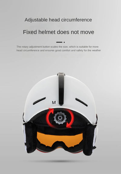 Motorcycle Helmet CE/ASTM Certified One-Piece PC+EPS Helmet with Goggles, Suitable for Skiing, Snowboarding, Outdoor Sports