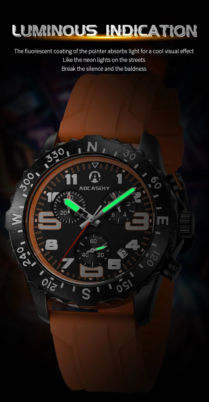 Men’s Watches Top Brand Big Sport Watch Luxury Men Quartz Wrist Watches Chronograph Male Clock Endurance Watch Wristwatches