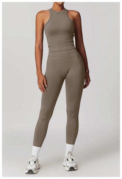 Seamless Athletic Wear Women's Clothes 2 Pieces Yoga Set Workout Sportswear Gym Clothing High Waist Leggings Fitness Sports Suit