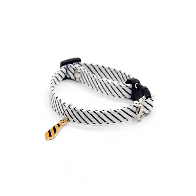 Adjustable Pet Collar, Polyester Material, Striped Design with Pendant, S/M/L Sizes for Cats