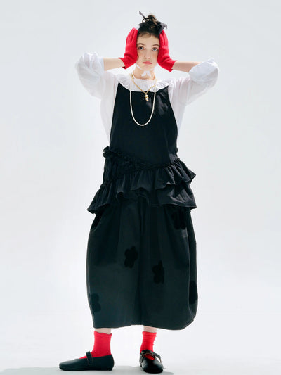Woven applique wide-leg pants 2025 original early autumn style twill loose casual nine-inch pants for women255184