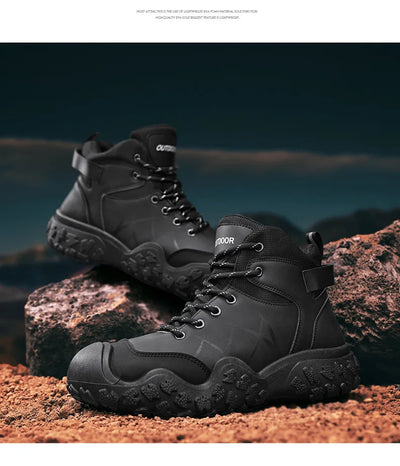 2025 Outdoor Men's Boots Hiking Shoes for Men Outdoor Boots Warm Leather Climbing Mens Shoes Waterproof Non-slip Men Ankle Boots