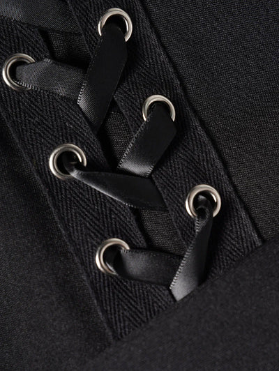 Dressfo 2024 New Women's Coats Punk Gothic Hooded Coat Plain Color Lace Up Zip Coat Black Tops Trench Coat Gabardina
