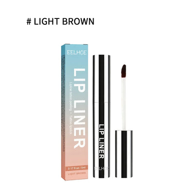 EELHOE Peel Lip Liner Outline Lip Shape Matte Lip Color Non-faint Red Brown Waterproof Long Lasting Contour Liner Lip Brush