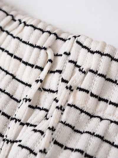 Women's clothing 2025 summer new product fashion European and American style textured striped knitted trousers
