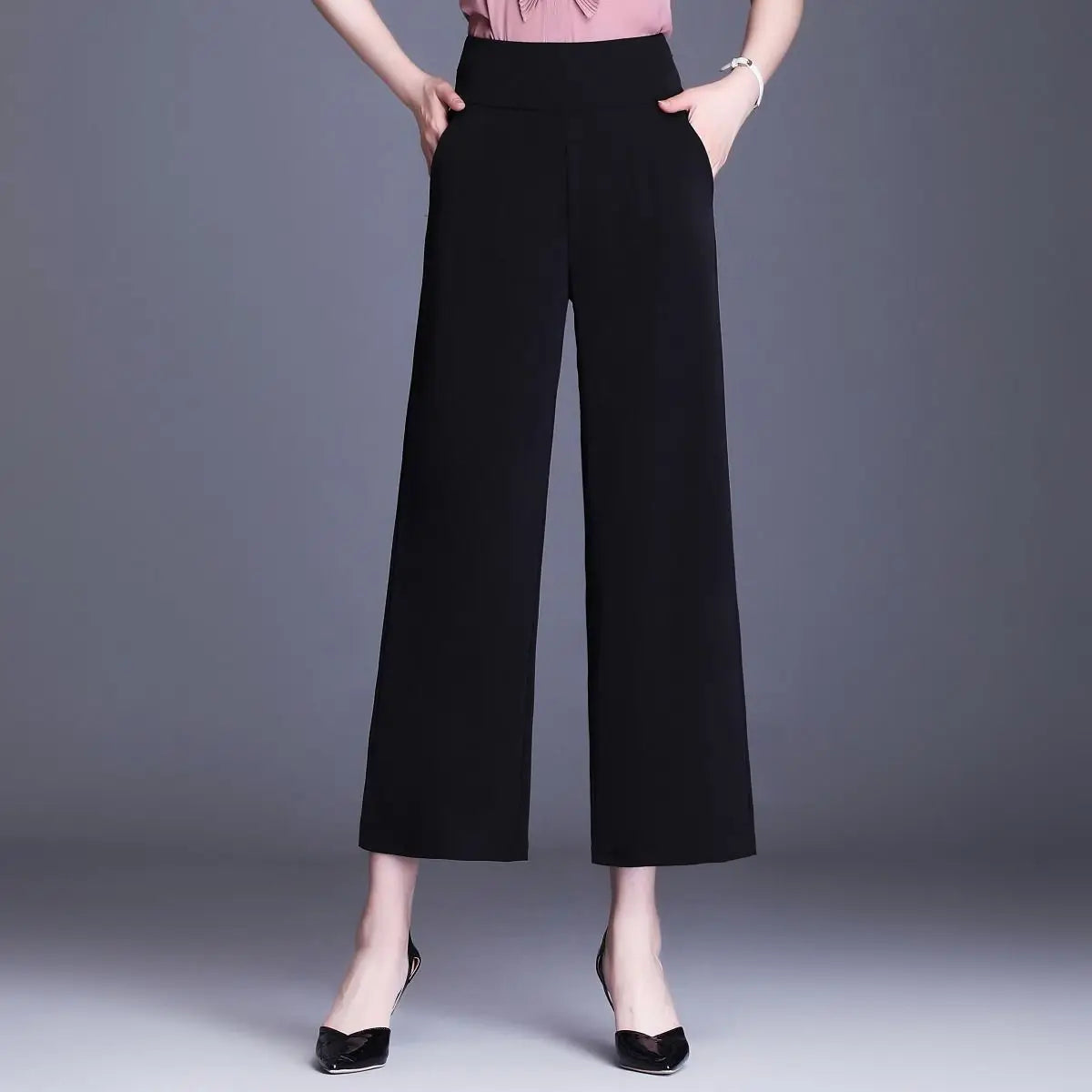 Women's Wide Leg Pants Loose Trousers Monochromatic High Waist Casual Clothing All-Match, Simplicity Autumn and Winter Fashion