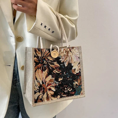 Women Ins Style Portable Hand Bag Linen Bag Students Handbags Fashion Ladies Top-handle Bags Designer Luxury Сумка Женская Bolsa