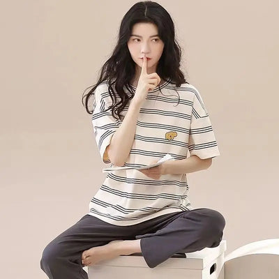 Women's New Pajamas Loungewear Set Women's Spring Summer Loungewear Can Be Worn Outside Plus Size Loose Casual Loungewear