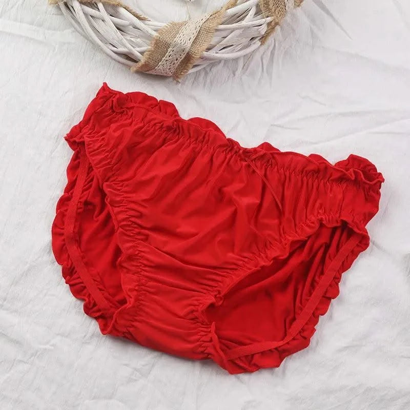 Large Size Mid Waist Panties For Women Ladies Breathable Underwear Briefs Elastic Comfortable Sexy Ruffles Underwear Lingerie