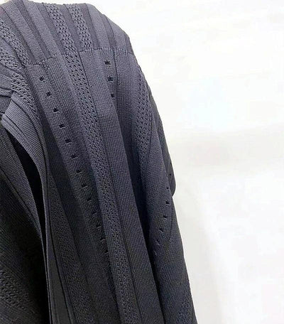 Classic Style Single Breasted Knitted Women Midi Dress O Neck Short Sleeve Hollow Out Spliced Lady Fishtail Dress