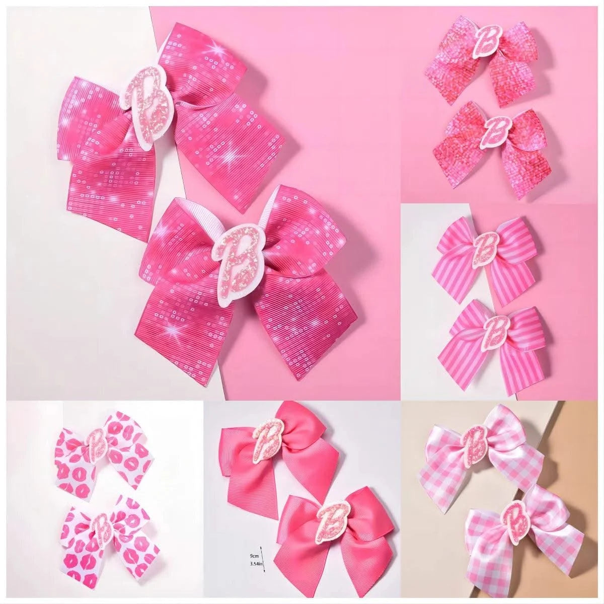 2 women's pink thread webbing with green onion powder lettering two ear clip Fashion personality cheapest items available girl m