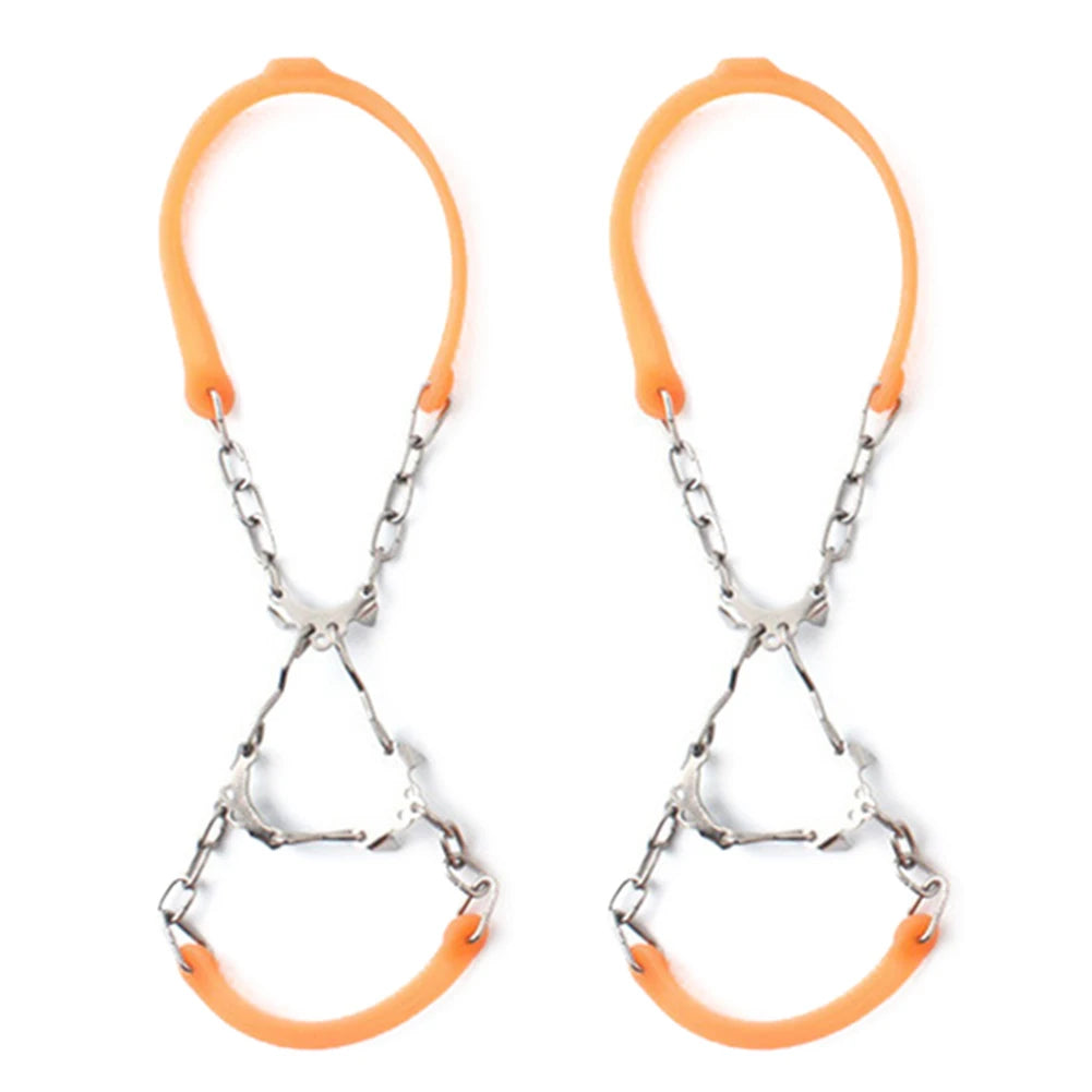 1Pair Anti Slip Ice Gripper Climbing Crampons 6 Teeth Steel Ice Grips Snow Walking Shoes Spikes Cleats Chain Claws Boots Cover