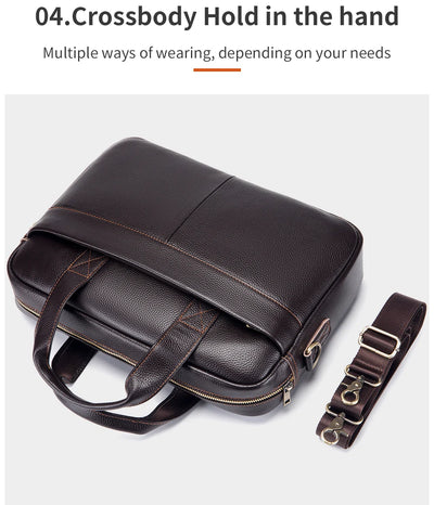 Hot selling men's bags, leather handbags, men's top layer cowhide briefcase, 14 inch computer file bag