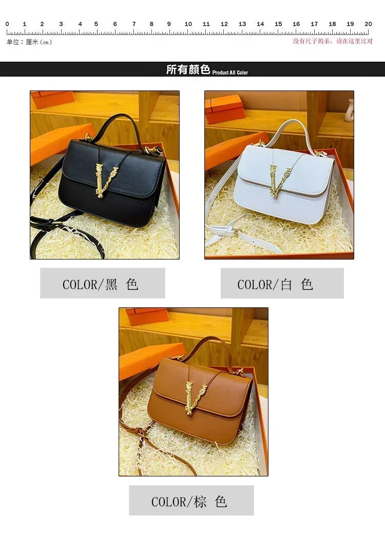 Designer 2025 Women's Luxury Solid Color Leather Handbag Fashion Crossbody Shoulder Purse Elegant Tote Handbag