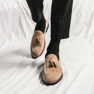 Luxury Designer Men Suede Tassels Blue Green Oxford Brogue Shoes Moccasins Wedding Prom Homecoming Party Footwear Zapatos Hombre