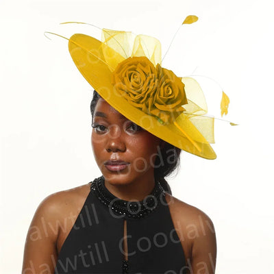 Royal Ascot Big Flower Fascinators Hat Women Wedding Pillbox Cap Ladies Derby Feather Fascinator Headdpiece Ladies Party Chapeau