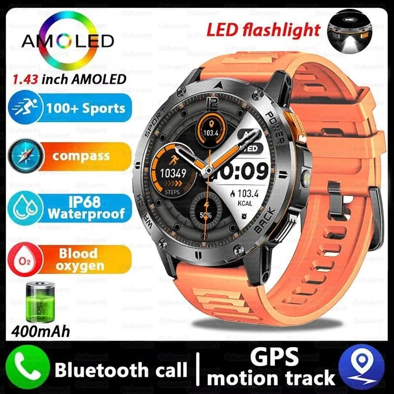 2025 New For Xiaomi IOS Compass Outdoor Smart Watch Men 1.43'' HD AMOLED Screen GPS 400 Mah Battery Bluetooth Call SmartWatches
