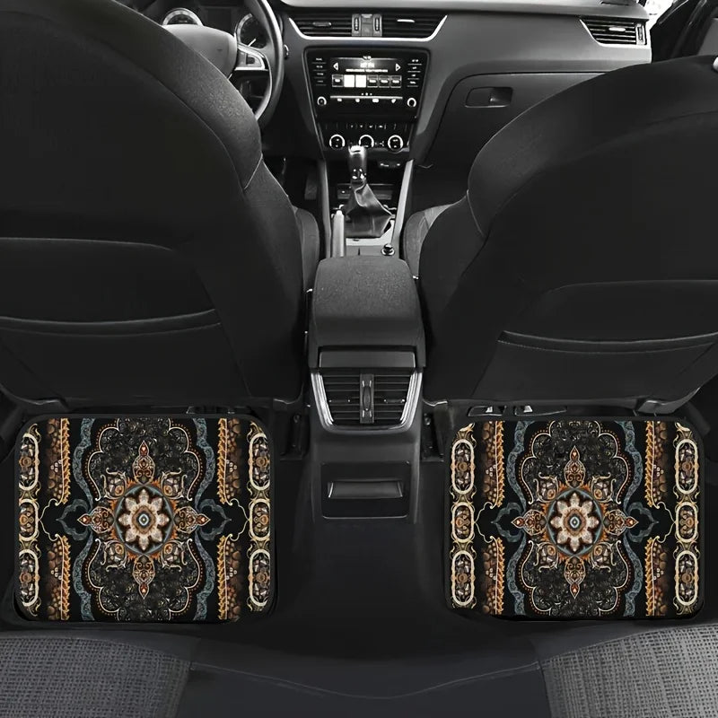 2/4pcs Car Anti Slip Mats,Car Carpets, Bohemian Style Printed Car Floor Mats, Suitable for The Front and Rear Seats of Most Cars