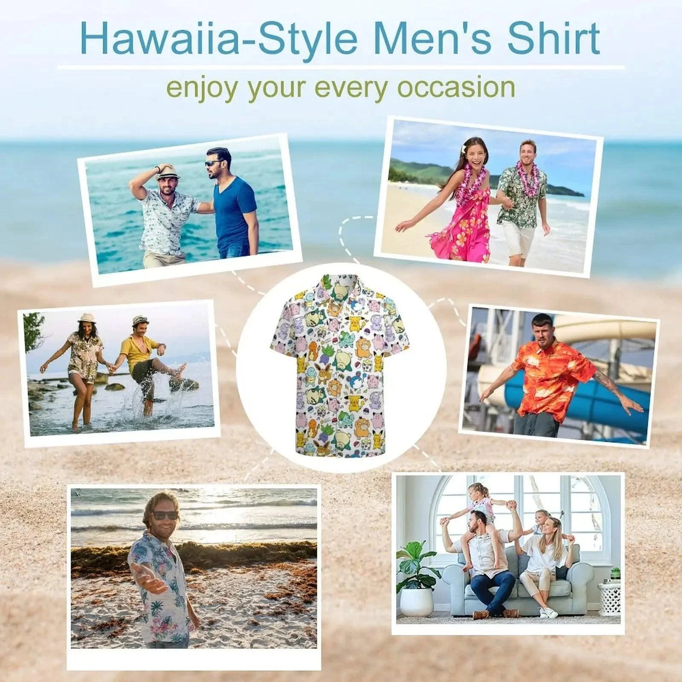 Summer Men's Shirt Cute Animal Print  Shirt