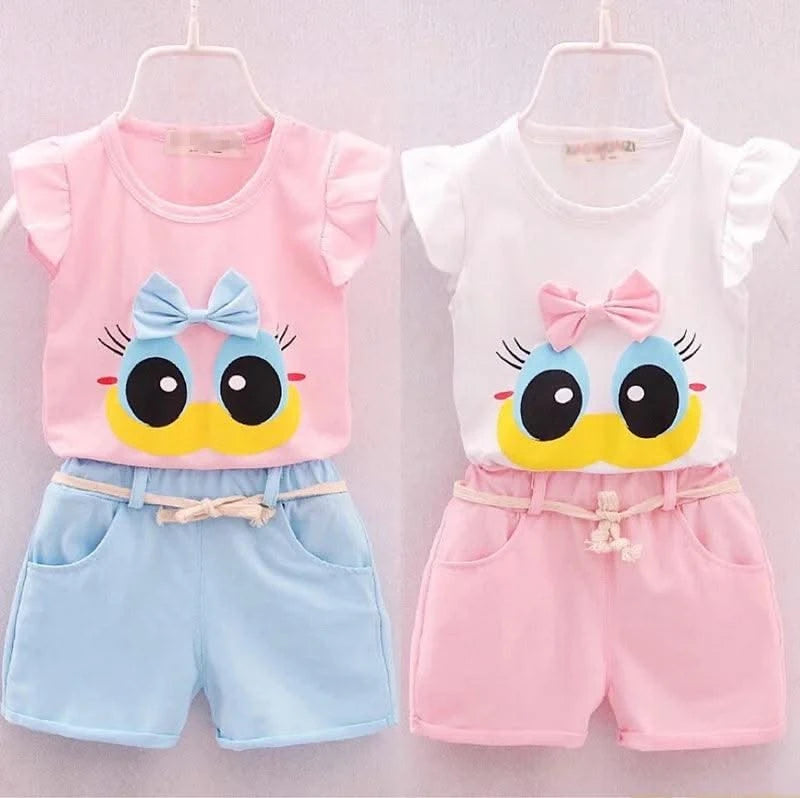 Children's Girls Clothes Summer New Baby Girl 1 2 3 4 Year Fashion Cute Vest Shorts 2Pcs/Sets Infant Outfits Kids Tracksuits