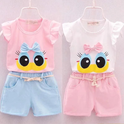 Children's Girls Clothes Summer New Baby Girl 1 2 3 4 Year Fashion Cute Vest Shorts 2Pcs/Sets Infant Outfits Kids Tracksuits
