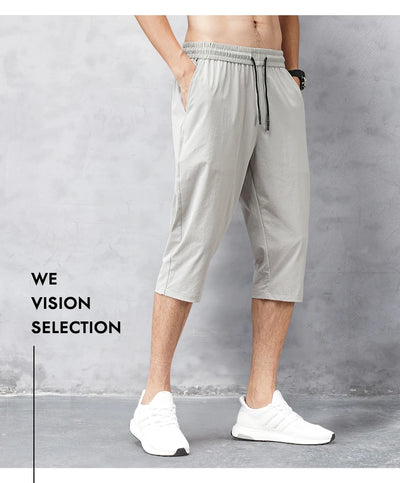 Summer Cropped Trousers for Men, Ice-Feel Breathable Stretch Trousers, Casual Versatile Shorts