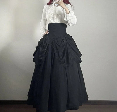 Japanese Y2k Lolita Blouse Women Ruffle Sleeve Harajuku Tops Sweet Gothic Aesthetic Vintage Cosplay Shirts Blusas Mujer De Moda