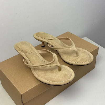Female Slip On Footwear Elegant Heeled Sandals Shoes For Women Round Toe Fashion Shallow Modern Ladies Low Heel Sandals Shoes