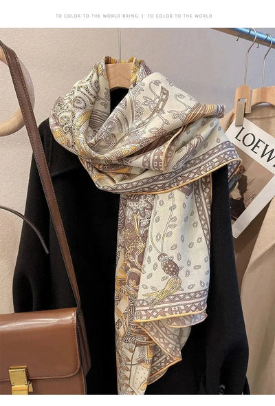 women's autumn and winter silk and wool dual purpose high-end scarves  large