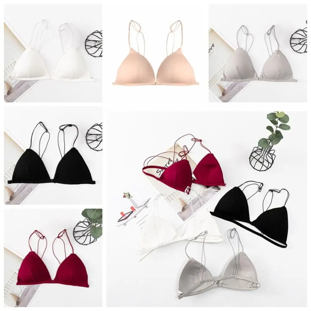 Breathable Triangle Bras for Women Beauty Back Push-up Wireless Bra Thin Strape Lingerie French Style Bra Girls