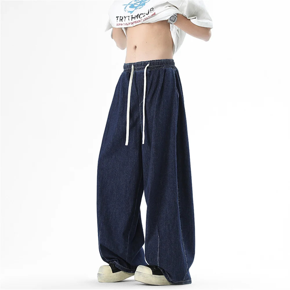 High Street American streetwear brand distressed jeans for men, water-stir-fried salt water washed high street retro long pants
