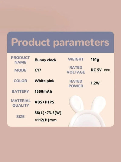 Kids Cute Rabbit Alarm Clock With Night Light Stepless Dimming Led Digital Alarm Clock For Boys Girls