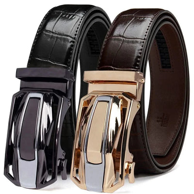 Men Belts Leather Automatic Alloy Buckle Belts