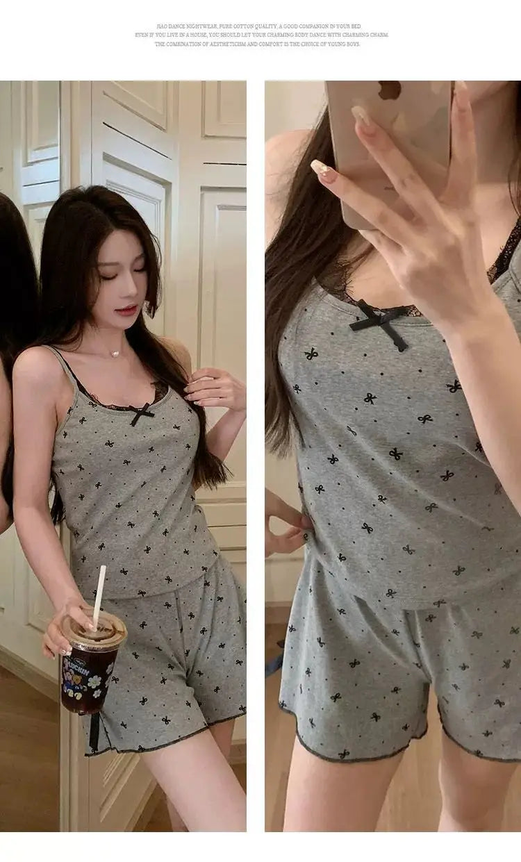 Women's Summer Suit Women's Pajamas Set Trousers Sets Sleepwear Pijama Pajama Woman Shorts Home Clothes Sleep Lounge Underwear