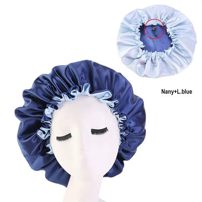 Hair Satin Bonnet For Sleeping Cap Silk Bonnet Bonnet Femme Women Night Sleep Cap Head Cover Flower Elastic Band Solid