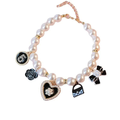 Pet Pearl Collar Little Cat Dog Love Pearl Necklace Cute Dog Jewelry Pet Accessories Puppy Necklace Bow Ties Dogs Pet Products