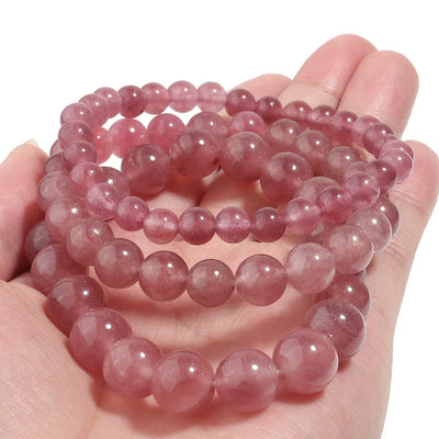 OAIITE Strawberry Crystal Quartz Bracelet Natural Stone Bead Bracelet Women Yoga Meditation Jewelry Beautiful Bracelet Gift