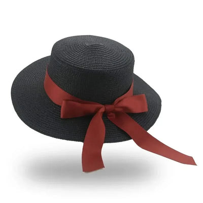 Bucket Hat Beach Summer Straw Hats for Women Flat Top Ribbon Bowknot Elegant Luxury Straw Women Summer Hats Sombreros De Mujer