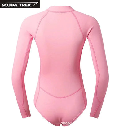 Women 2mm Bikini Diving Wetsuit Long Sleeve Scuba Dive Snorkeling Clothes Surfing Kayak Suit Black Pink Neoprene Swimwear