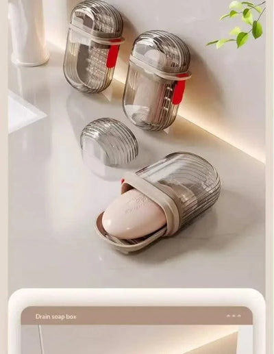 Soap Dish with Drain WaterLuxury Travel Soap Case Sealed Portable Container Mini Soap Box Compact Storage for Business Trips
